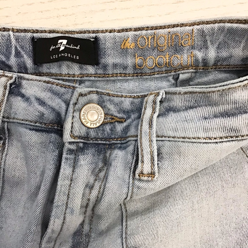 7 For All Mankind 14 Girls Original Bootcut Cargo Jeans Stretch 2024 Light Wash - Picture 5 of 8